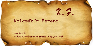 Kolcsár Ferenc névjegykártya