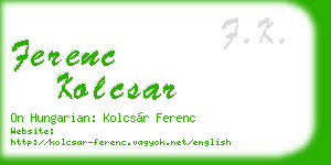 ferenc kolcsar business card