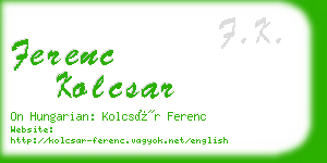 ferenc kolcsar business card